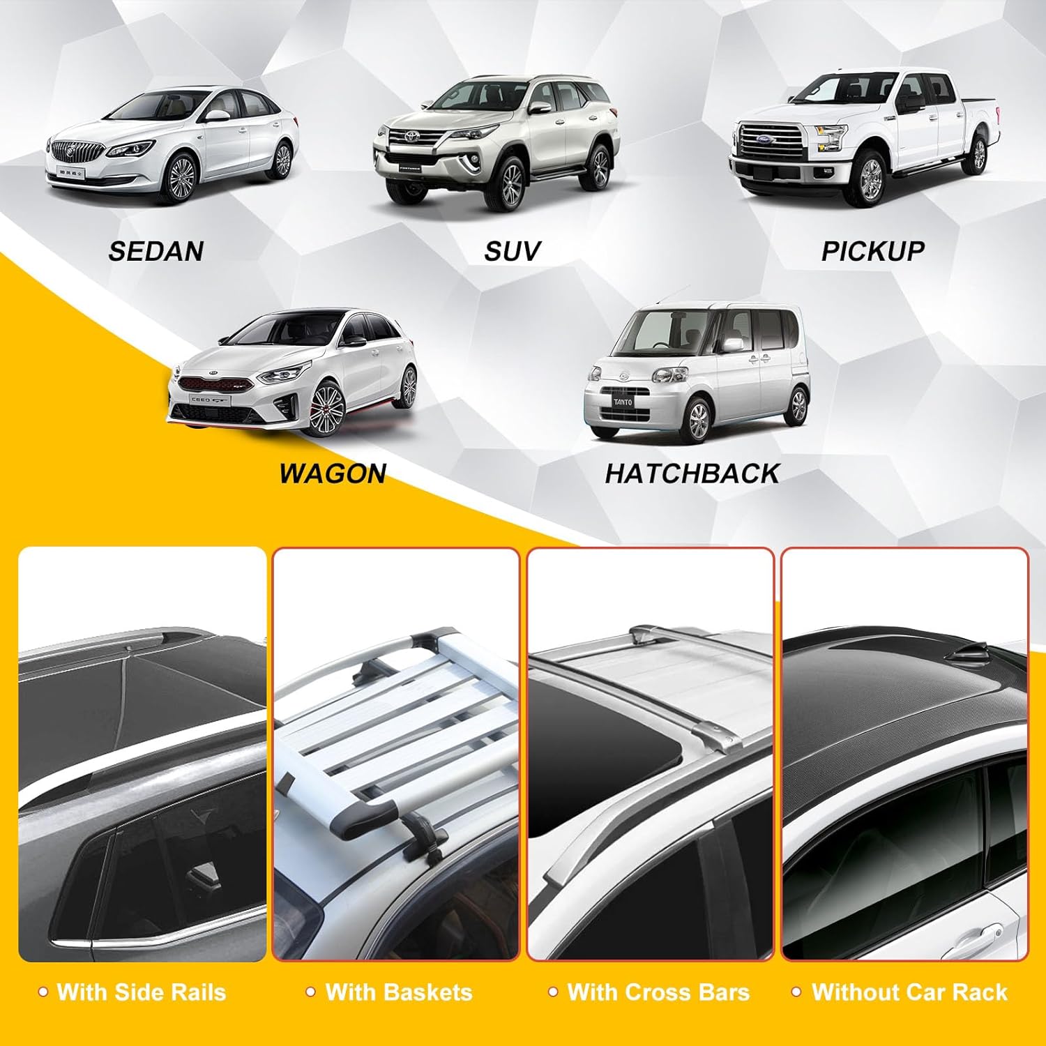 Yellow Waterproof Car Rooftop Cargo Carrier H1380