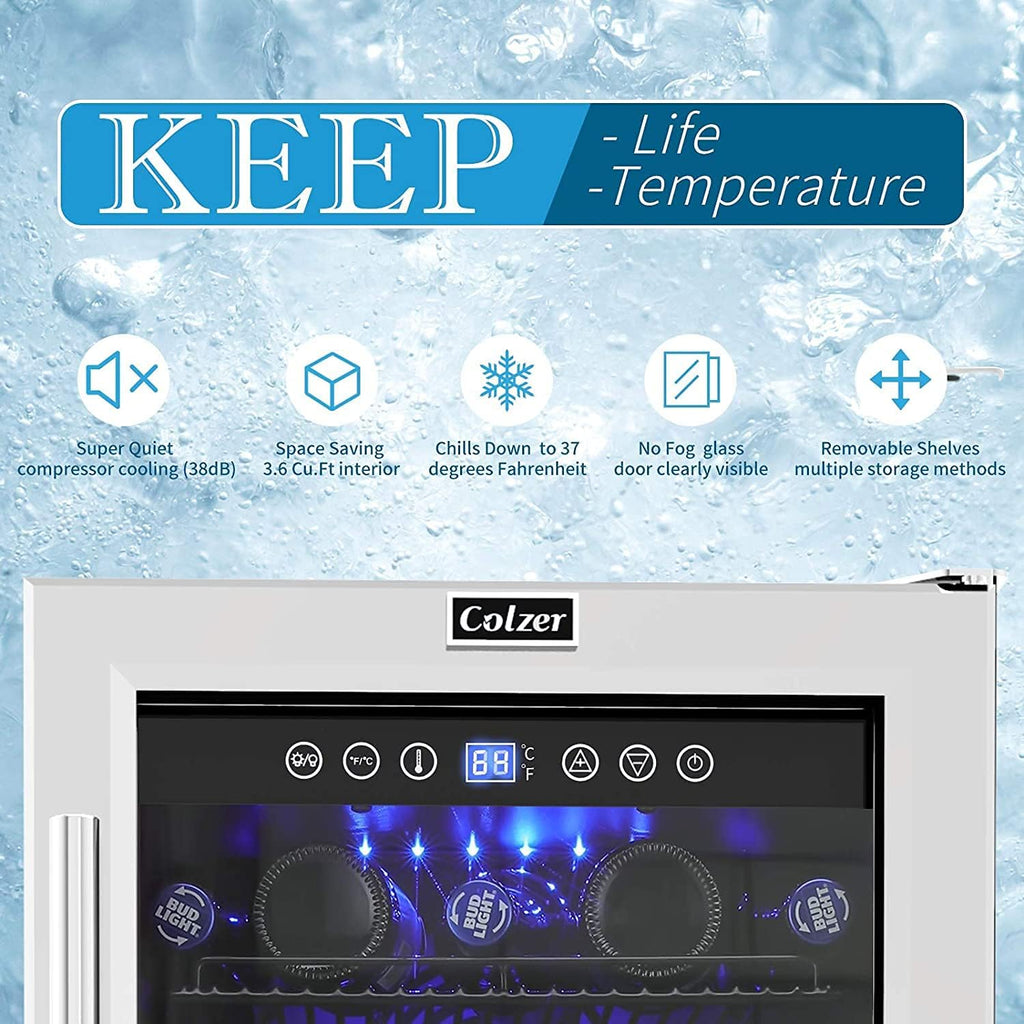 15 inch Glass Door Beverage Refrigerator 126 Cans Mini Cooler with Lock U741