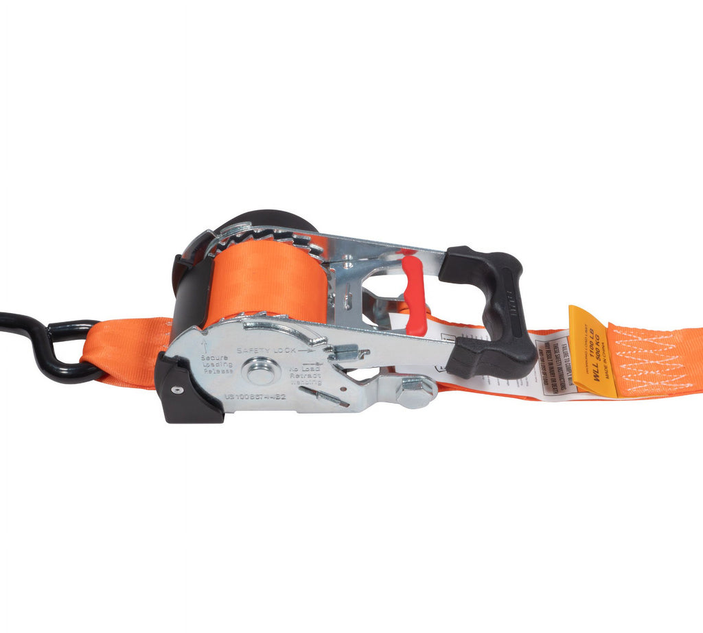 (4 Pack) Orange 2" x10' Auto Retract Ratchet Straps with Zinc Coated S Hook Tiedowns U268