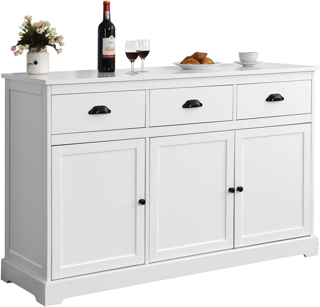 White Sideboard with 2 Cabinets and 3 Drawers U306