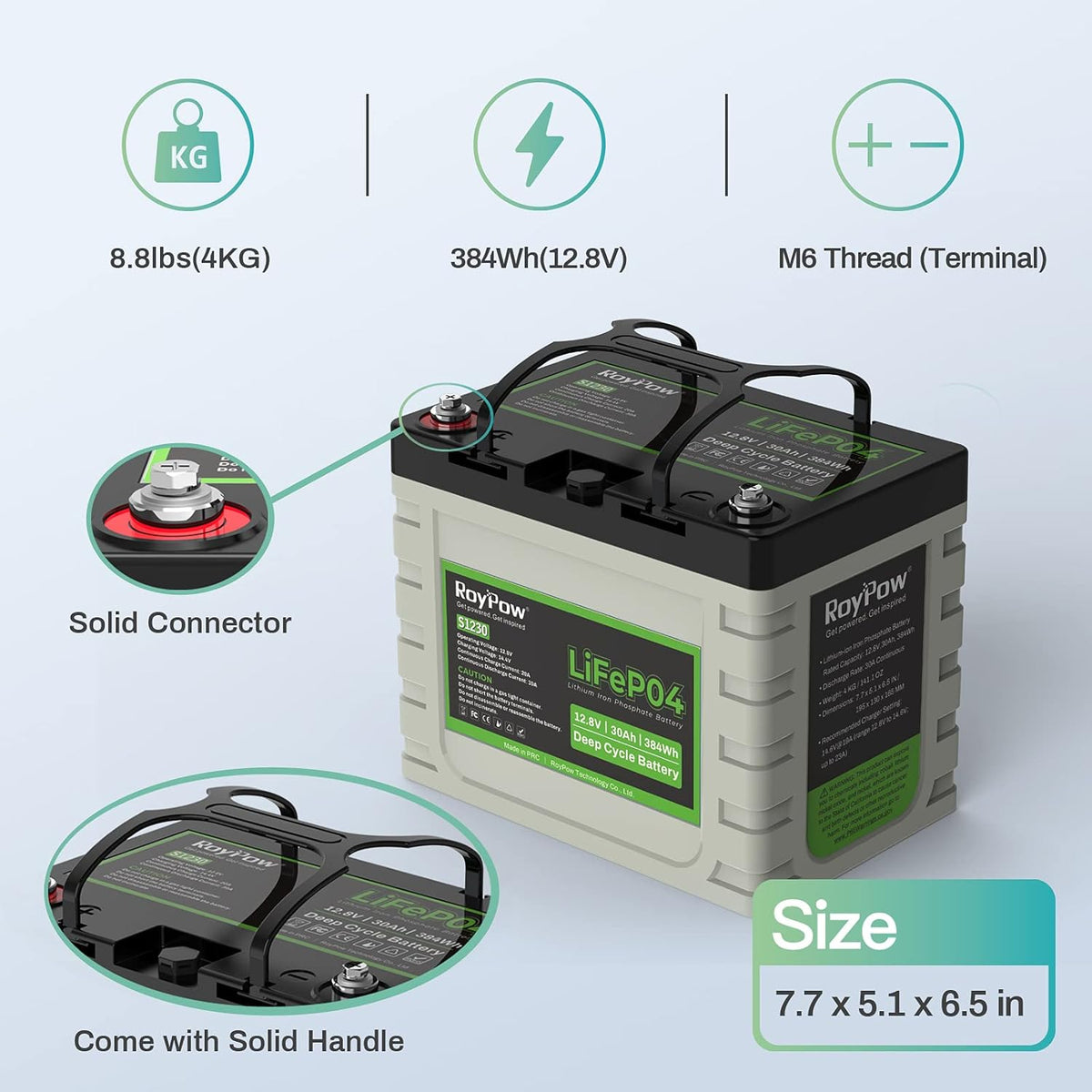 12V 30Ah LiFePO4 Deep Cycle Battery E1133