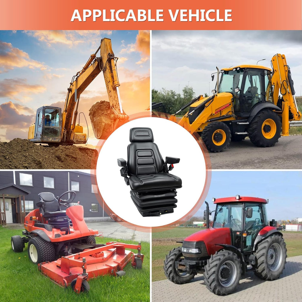 Universal Suspension Forklift Seat with Adjustable Angle Back, Armrest and Safety Belt O202