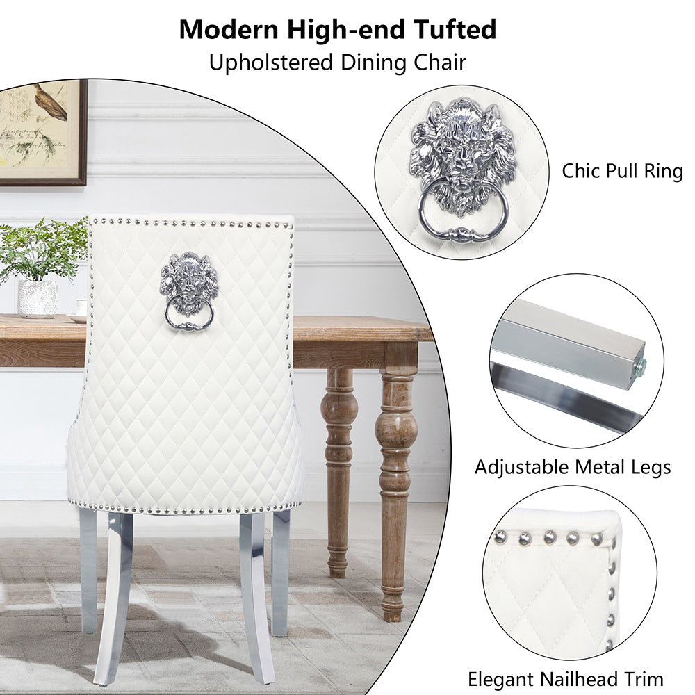 Velvet Upholstered Dining Chairs Set of 2 with Stainless Steel Legs F82414