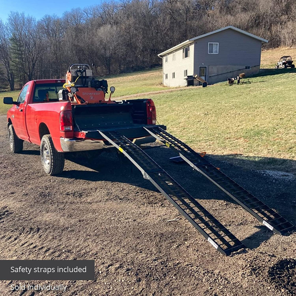Folding Arch Ramps, Aluminum Frame, 600 LB Capacity, Safety Straps V22542