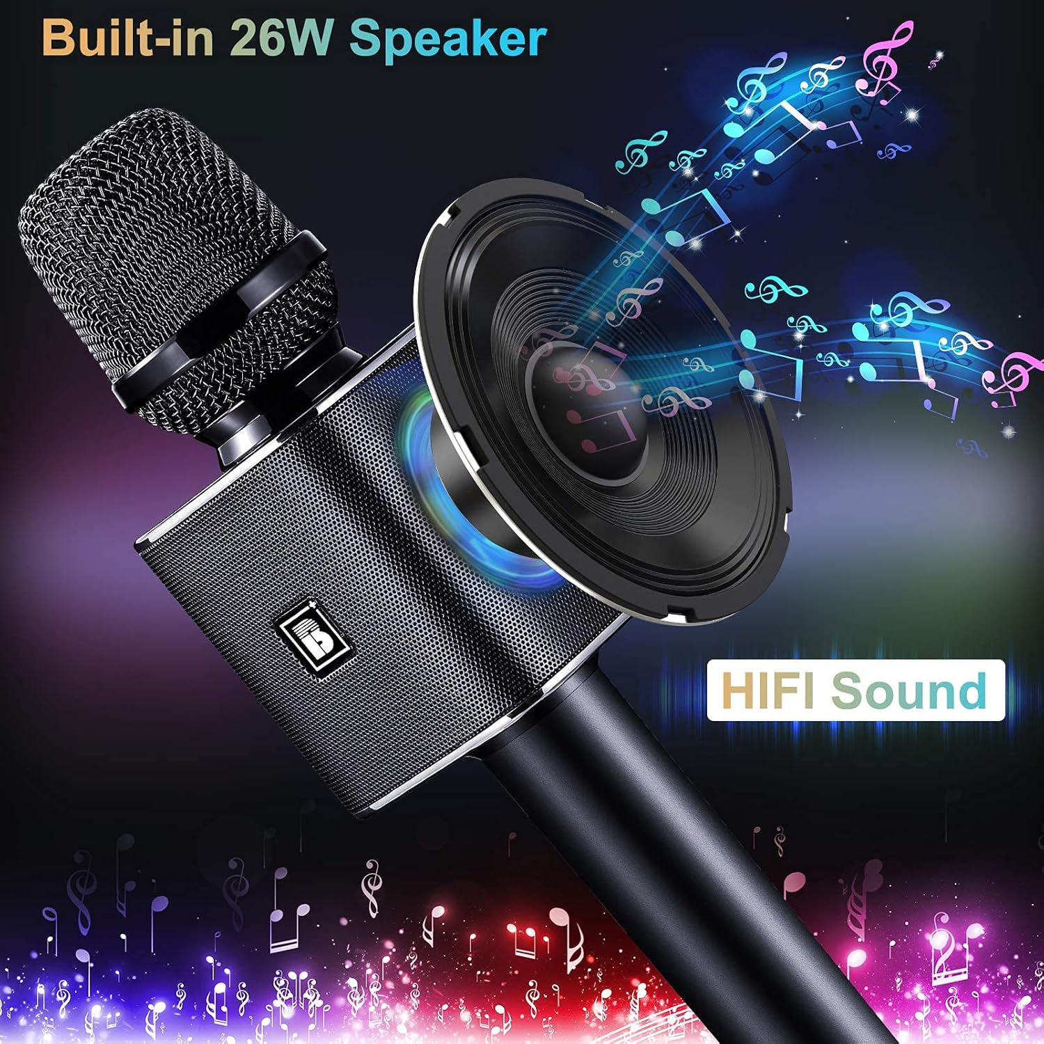 Black Wireless Bluetooth Karaoke Microphone R184776