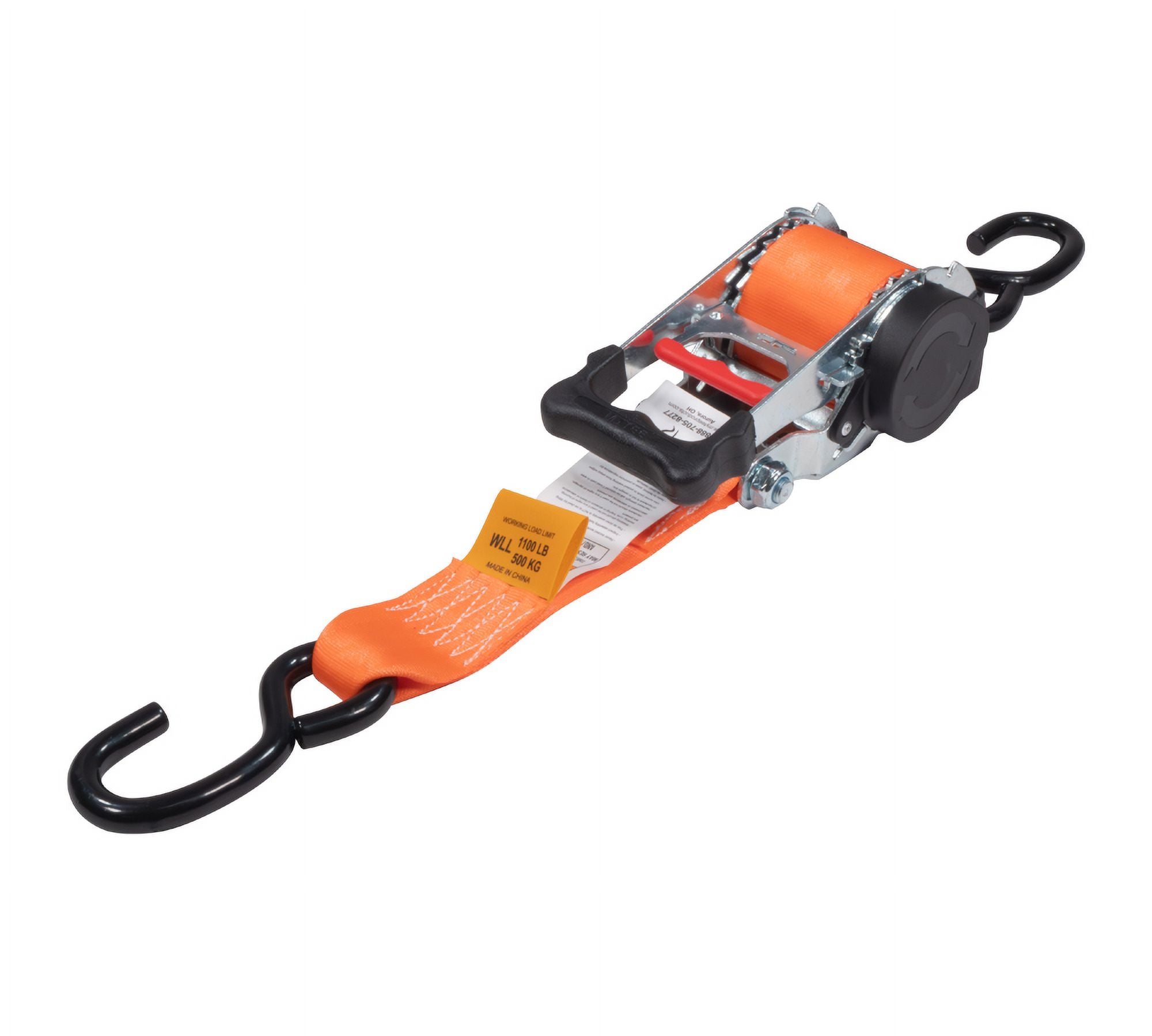 (4 Pack) Orange 2" x10' Auto Retract Ratchet Straps with Zinc Coated S Hook Tiedowns U268