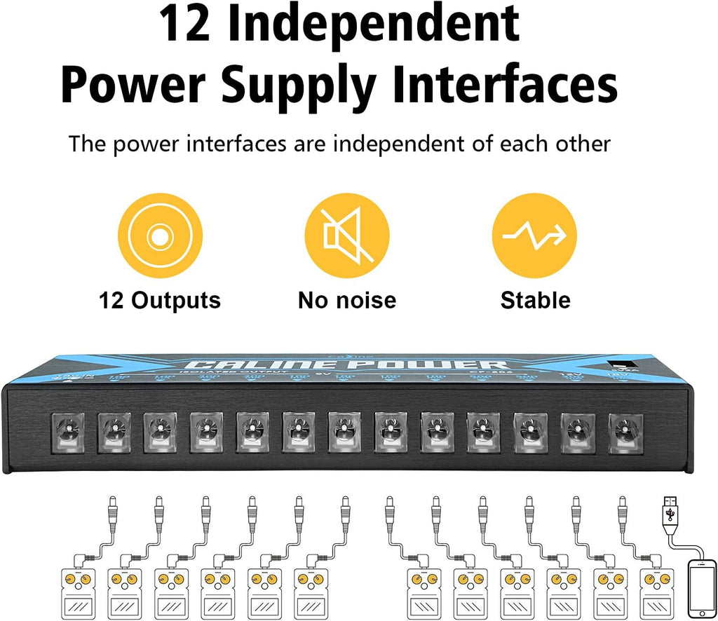 12 Isolated DC Output Guitar Pedal Power Supply with USB Port T393937