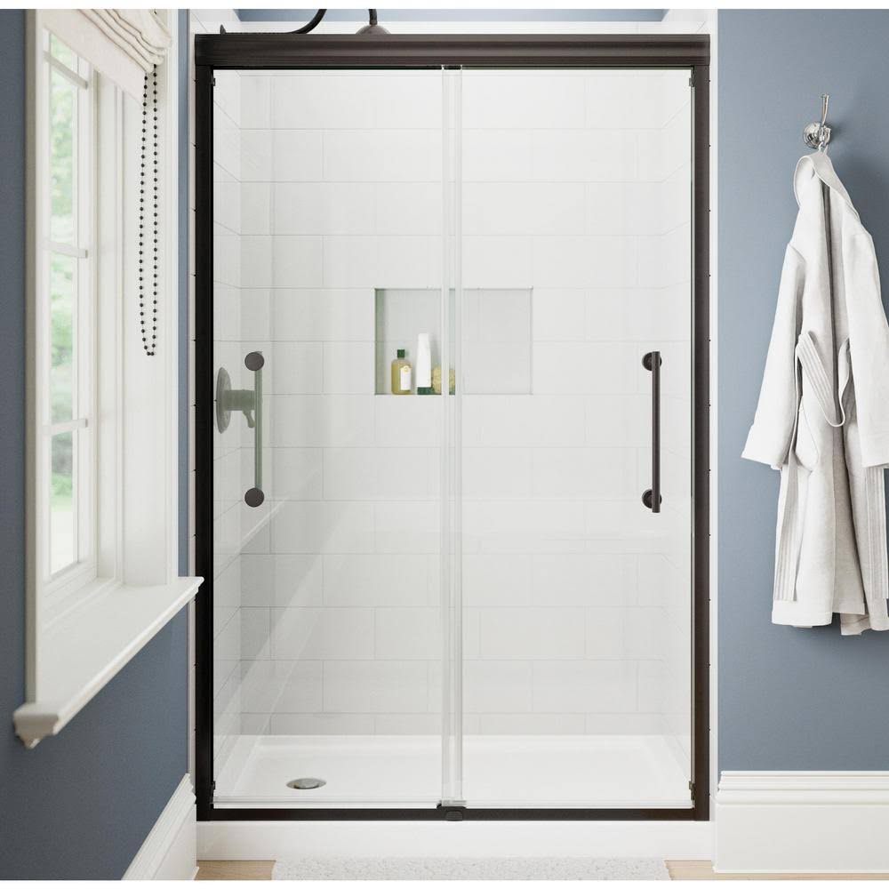 Bronze Sliding Frameless Shower Door with Clear Glass S1969