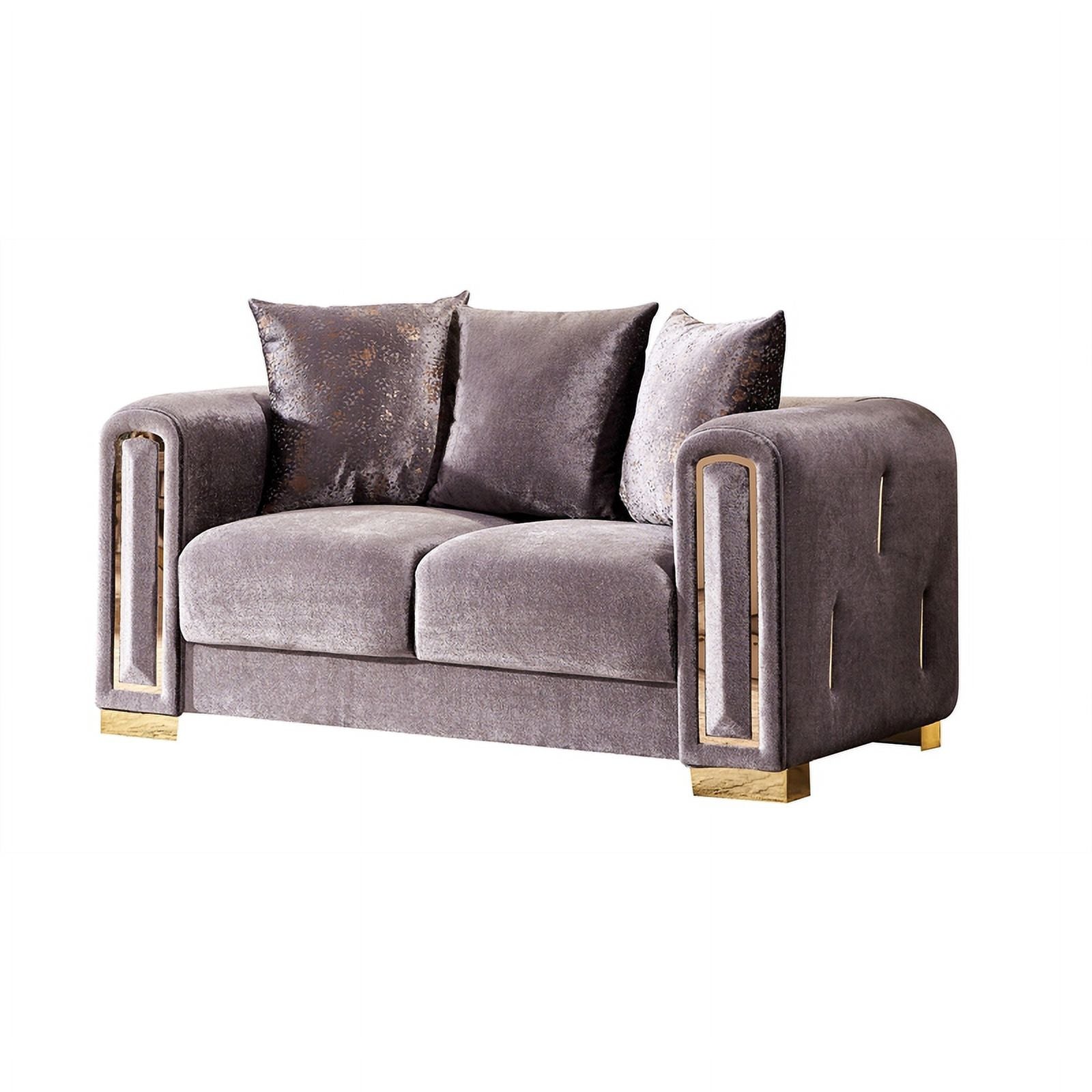 3PC Gray Velvet Living Room Set V576