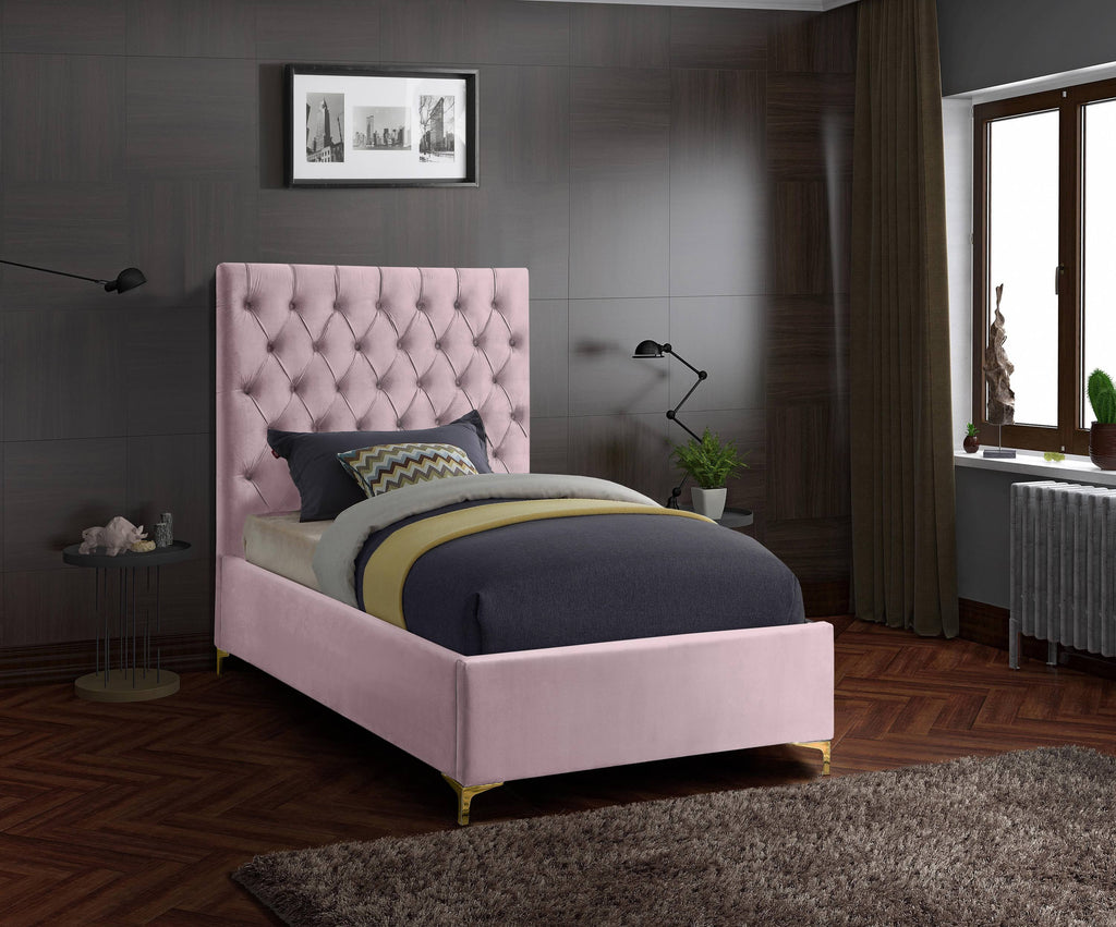 Pink Velvet Twin Bed R20197
