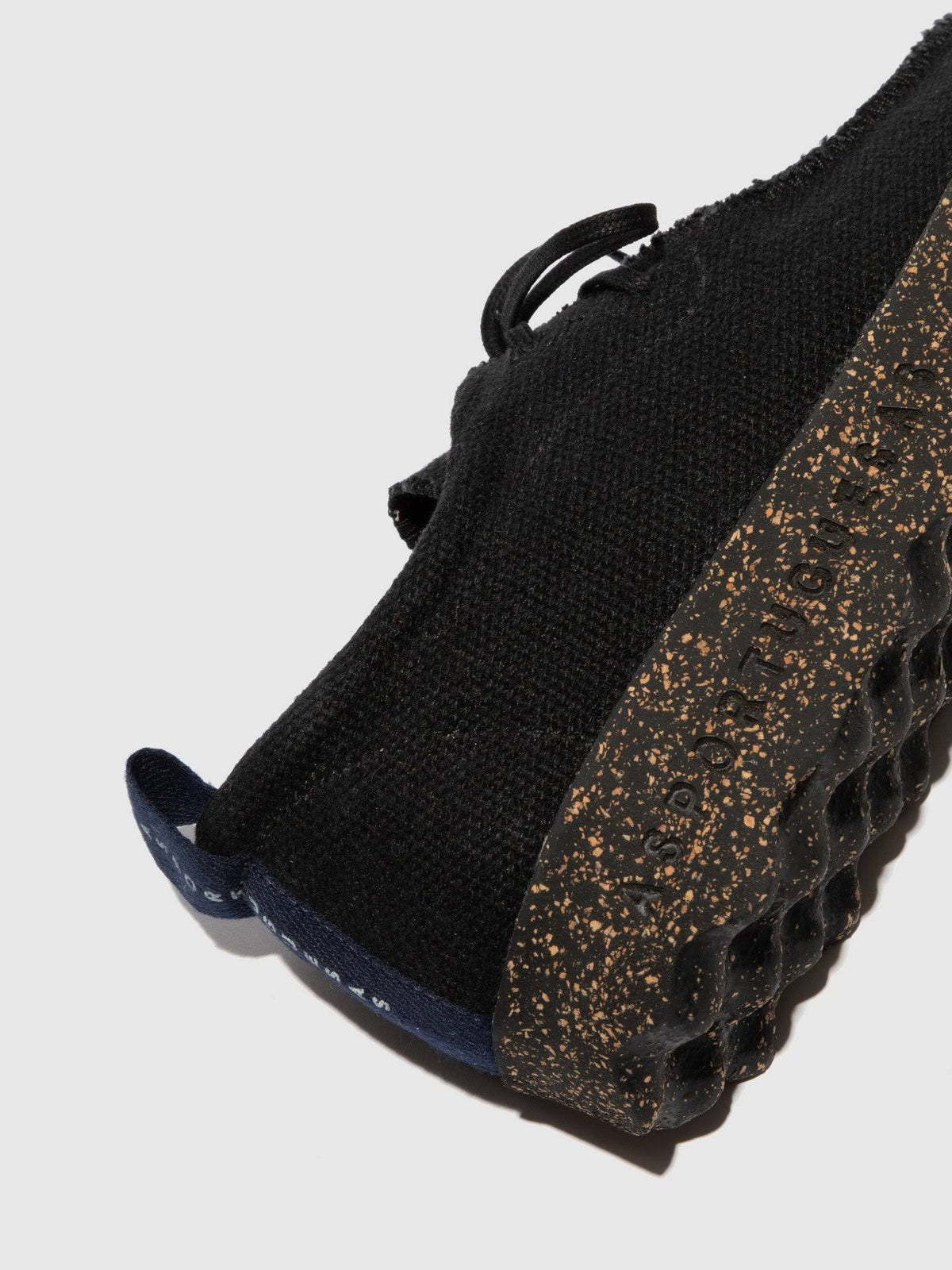 Black Recycled Linen Lace-Up Trainers B10613