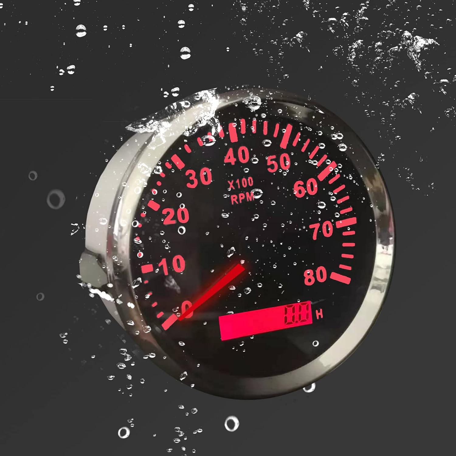85mm 8000 RPM Tachometer Gauge With Hour Meter RED Backlight Waterproof Pack of 2 O948565