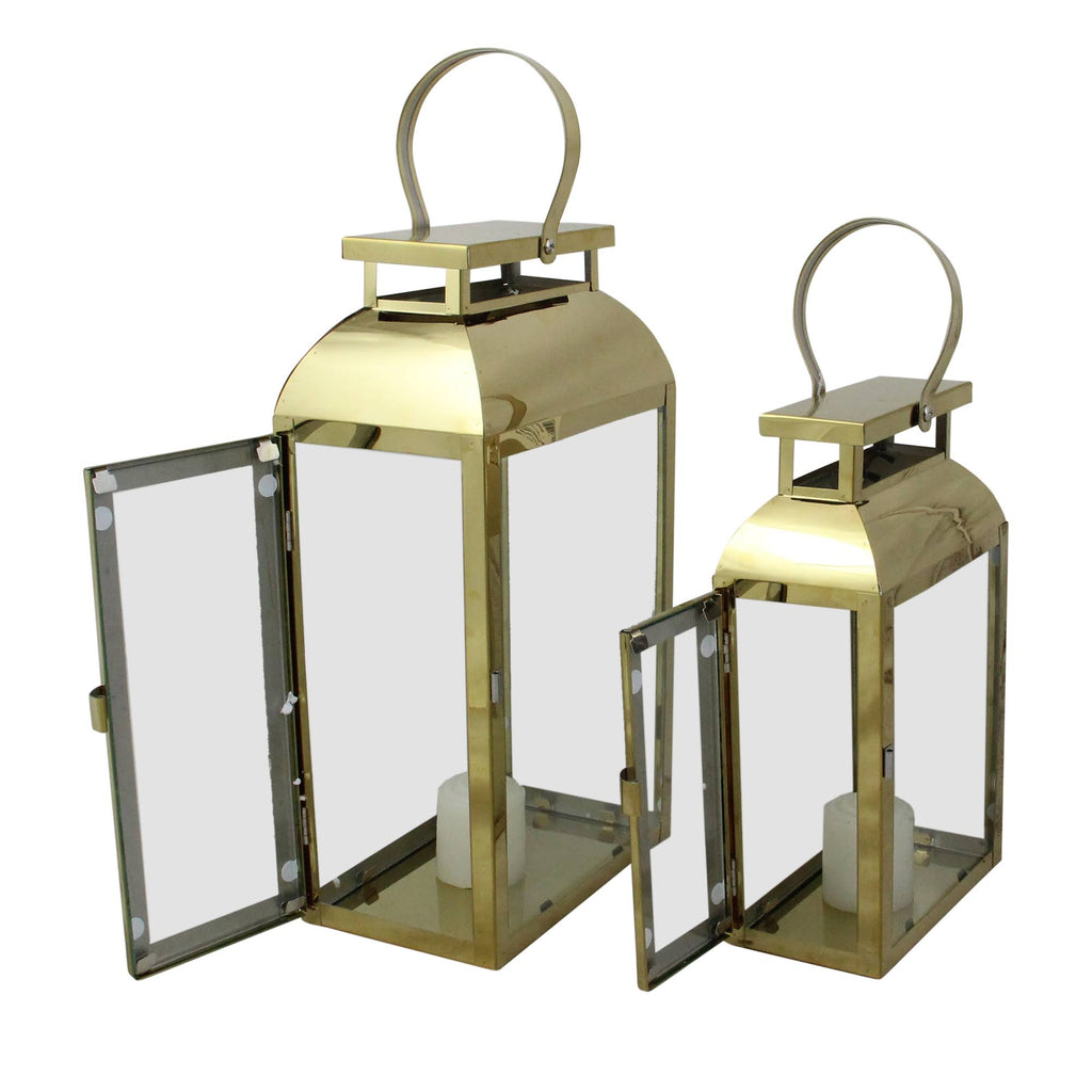 Set of 2 Metal Candle Lanterns B1734