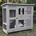 2 Story Small Animal Hutch with Feeder, Ramp and Slide Out Tray F60486