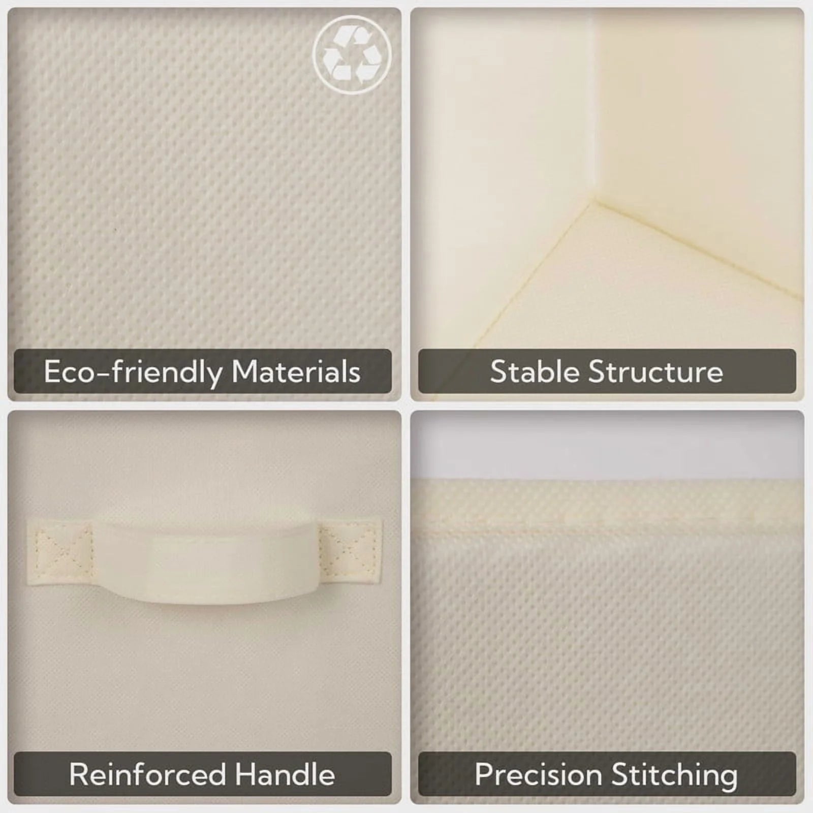 Beige Fabric Storage Cubes with Handle, 6-Pack E89363
