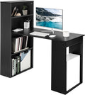 Black Computer Desk with Bookcase and Storage Shelves D3358