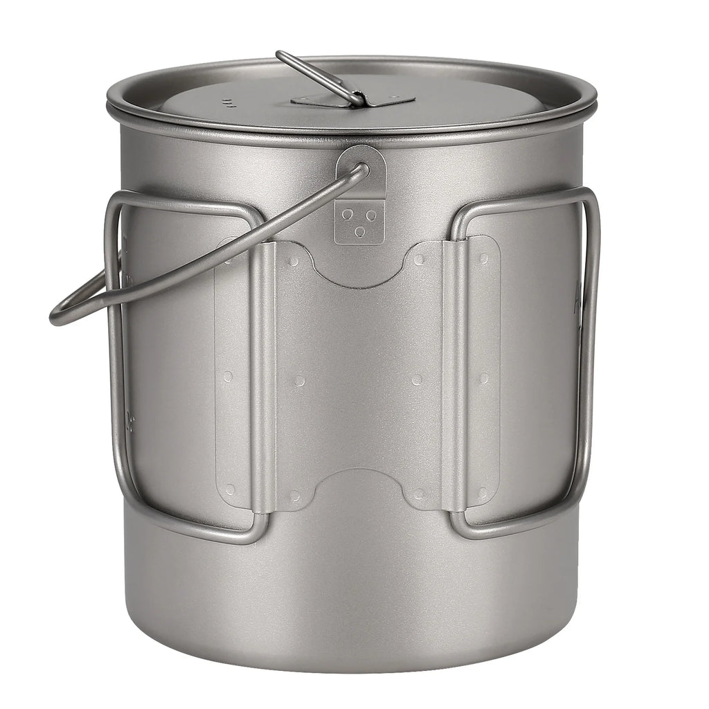 Ultralight 750ml Titanium Pot with Lid and Foldable Handle N45602