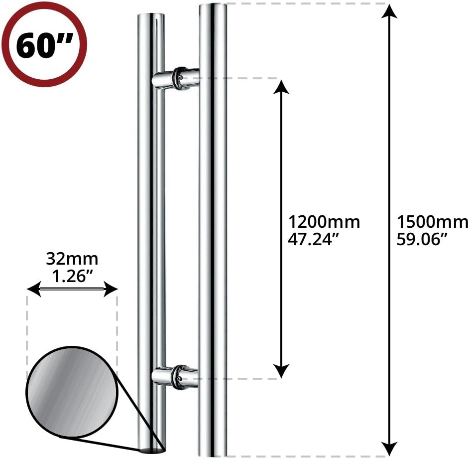 48 inch Brushed Stainless Steel Pull Push Door Handles C801