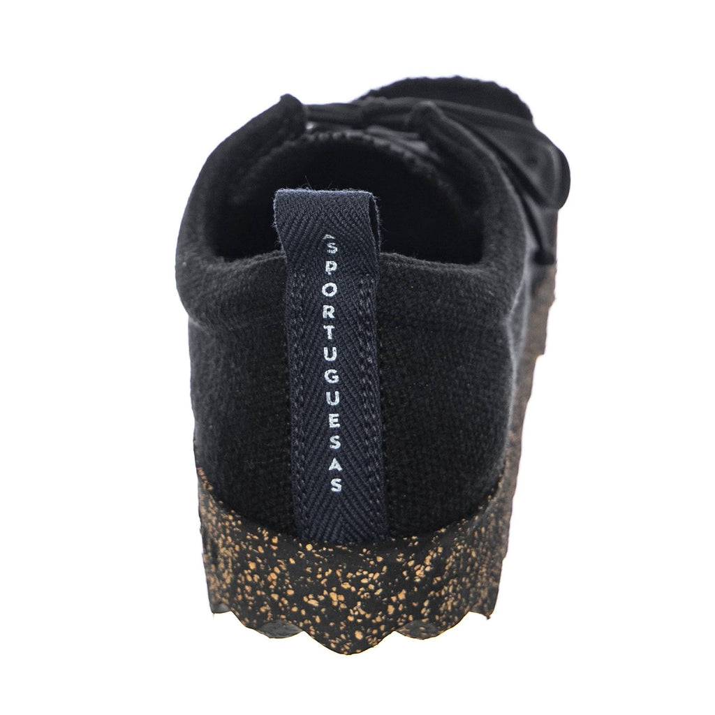 Black Recycled Linen Lace-Up Trainers B10613