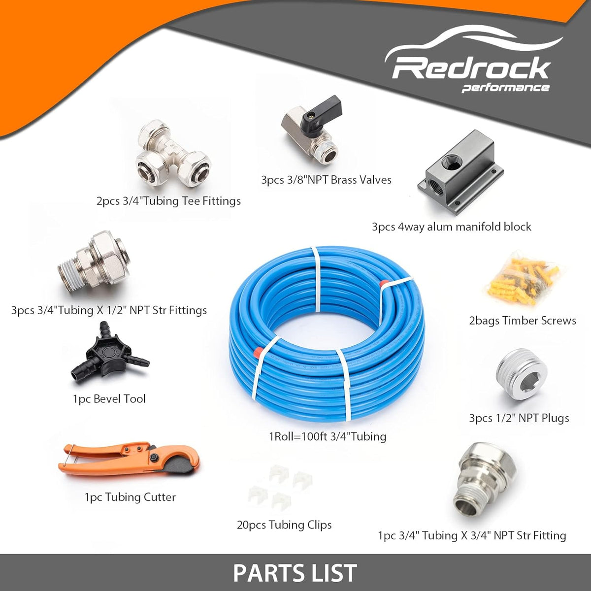 3/4" x 100ft HDPE Aluminum Compressed Air Piping System J54862