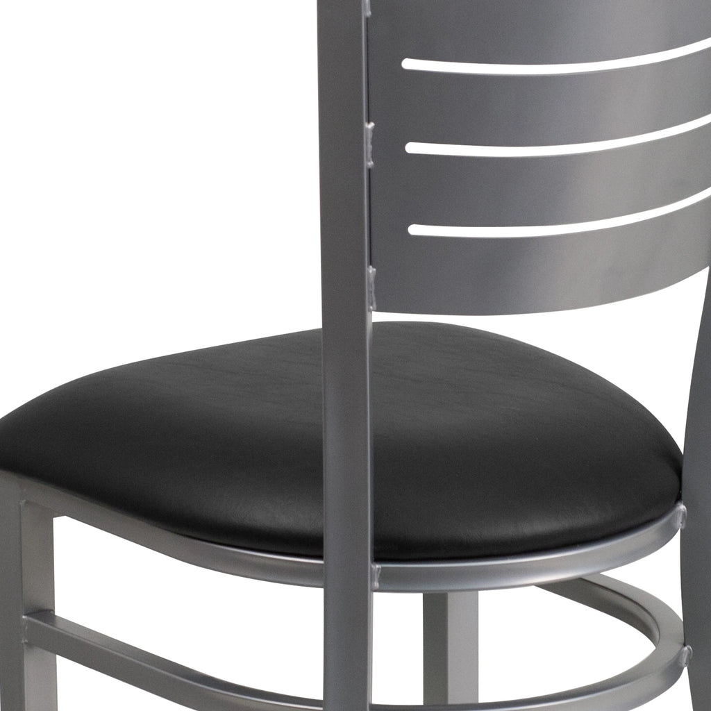 Black Vinyl Seat Metal Restaurant Chair J9393