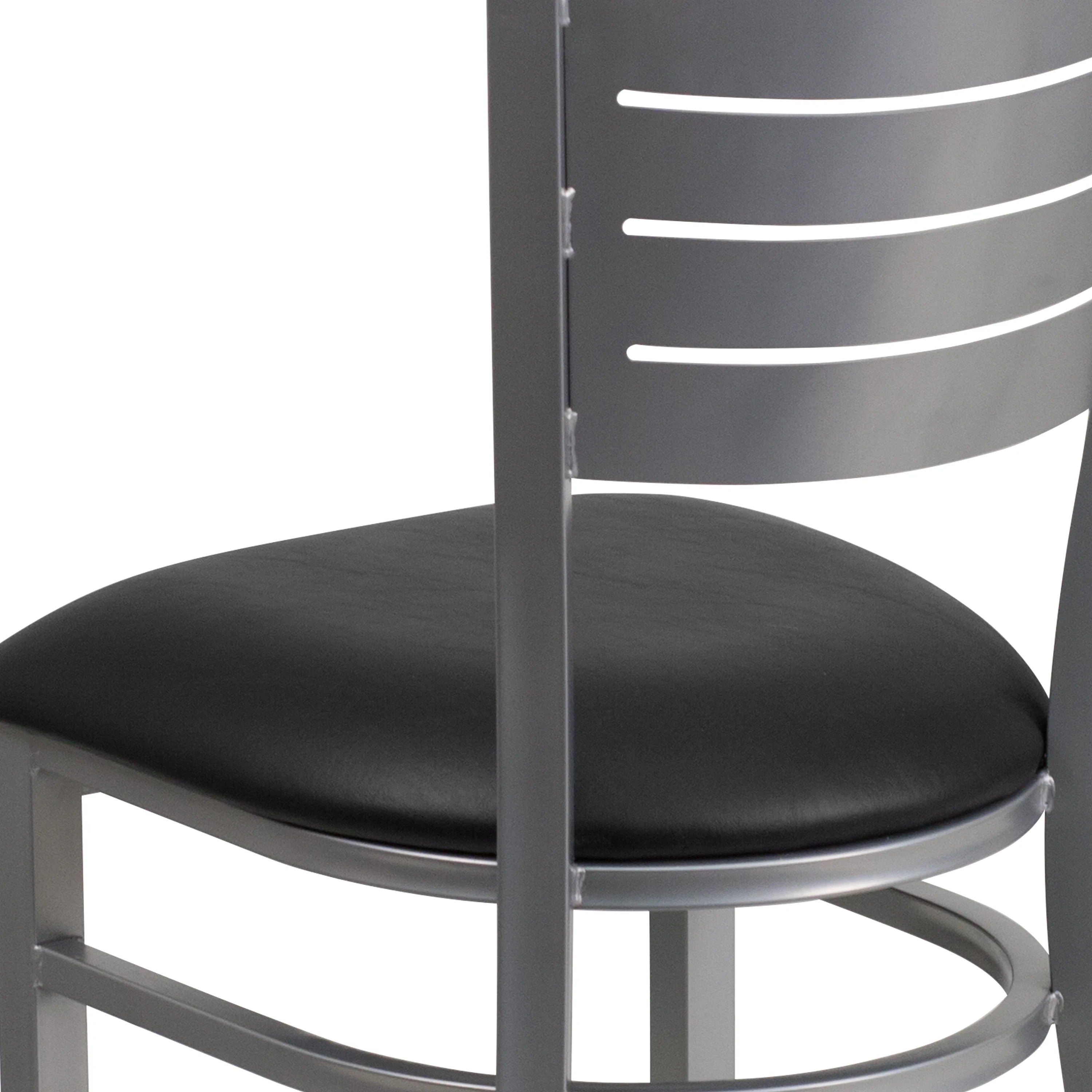Black Vinyl Seat Metal Restaurant Chair J9393