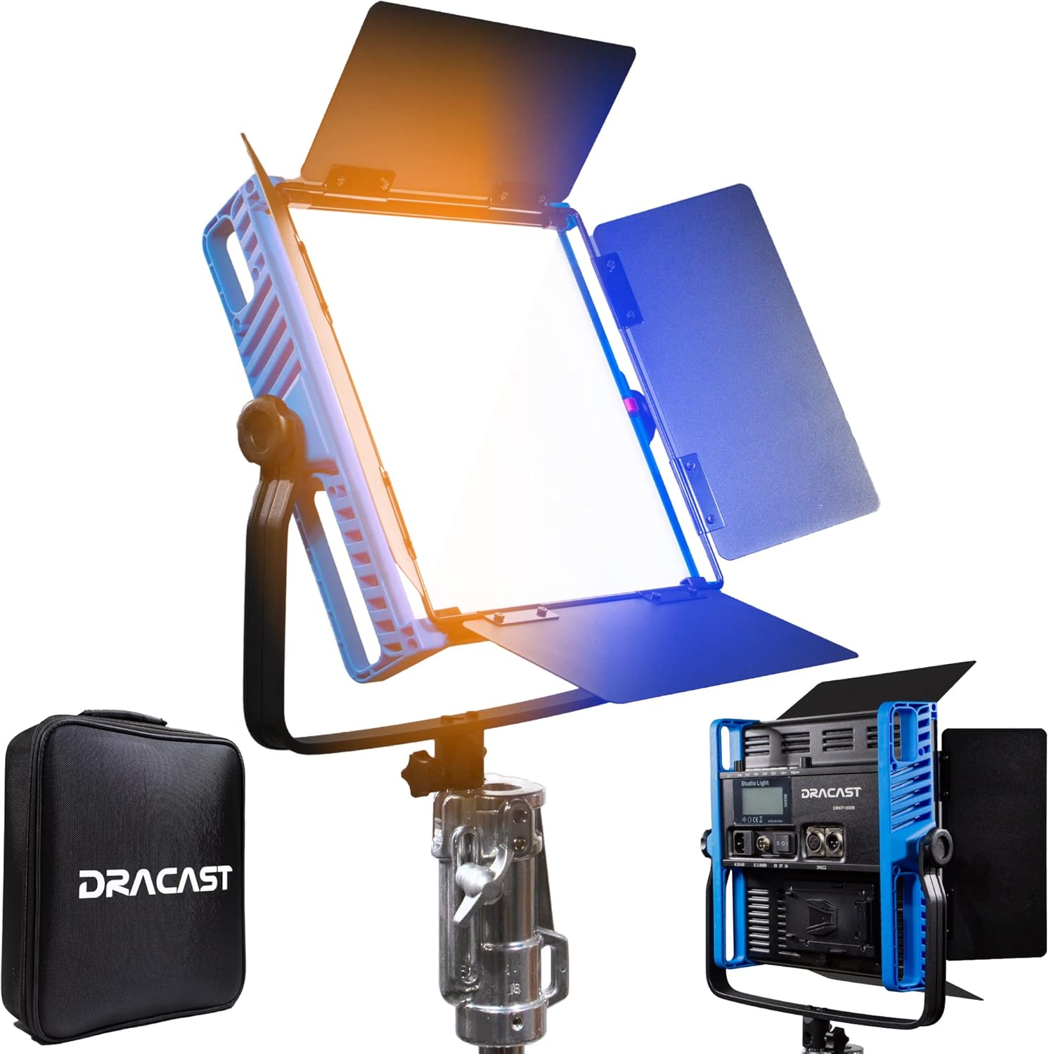 Bi-Color 2800K-6500K LED Video Light with Barn Doors and Diffusion Panel F24691