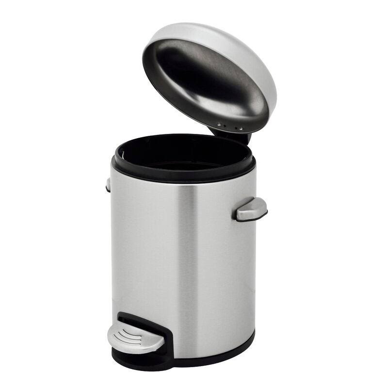 Fingerprint Free Stainless Steel Step on Trash Can Set B9560