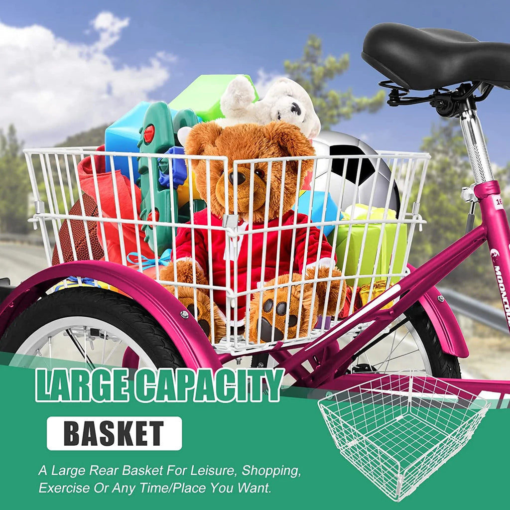 16 inch Single Speed 3 Wheel Tricycle with Rear Basket O4440