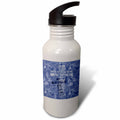 Blue Grey Granite Print 21 oz Sports Water Bottle G24459