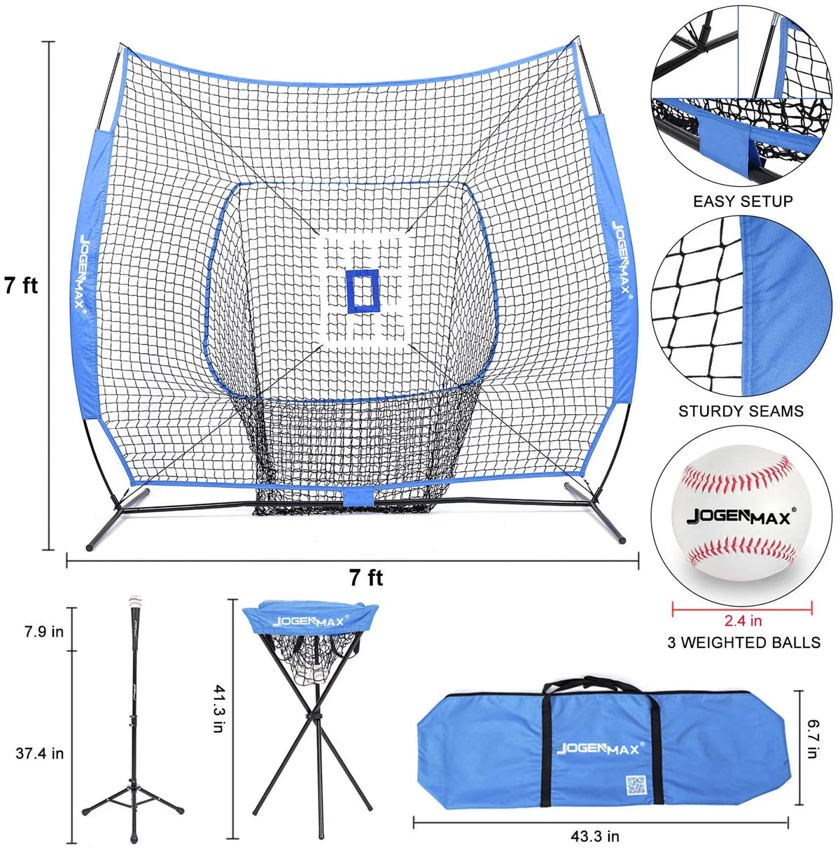 7x7 DLX Practice Net Baseball Softball Pitching Batting Training Equipment Set O969