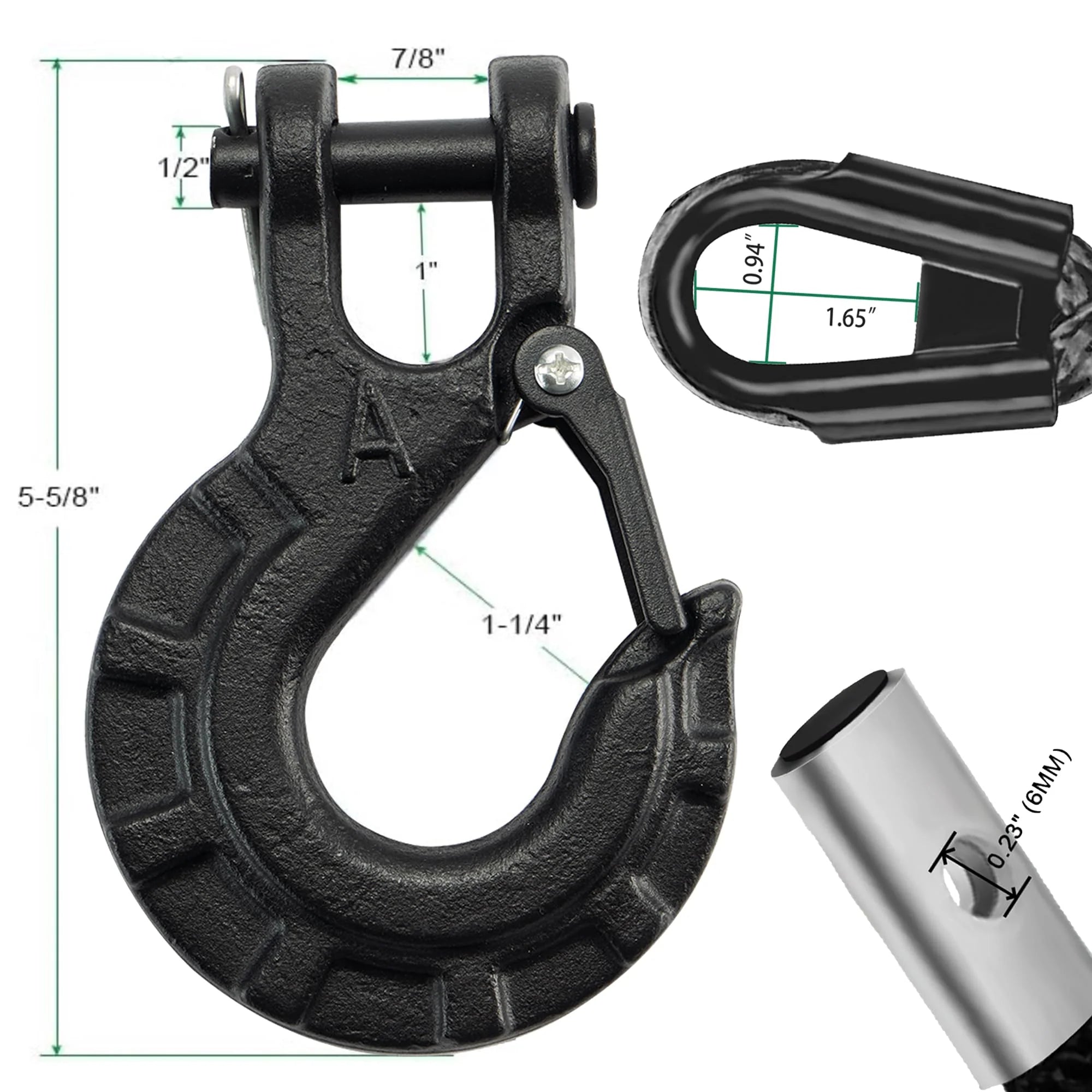 Synthetic Winch Rope Kit 1/2" x 92' 32000 lbs with Protective Sleeve, Heavy Duty Hook and Safety Pull Strap W19116