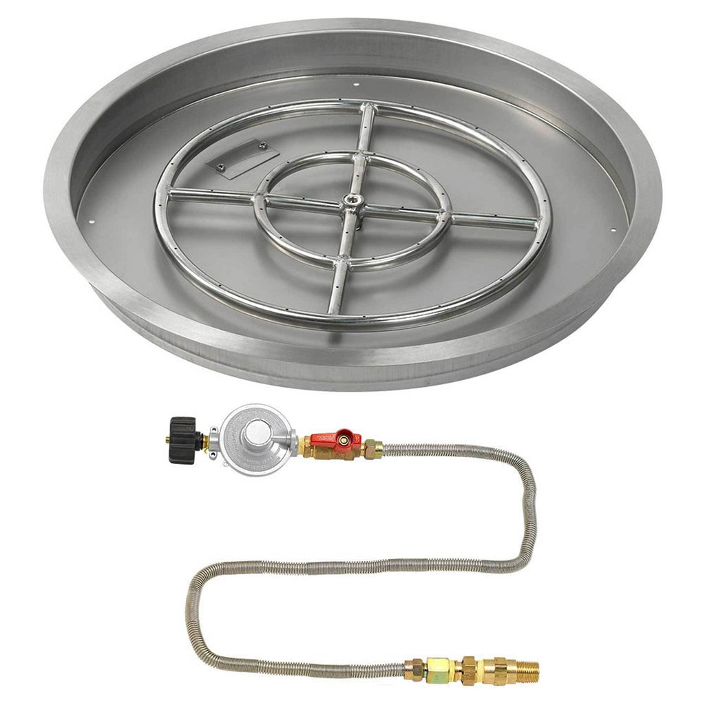 Round Stainless Steel Drop-In Pan with Match Light Kit Propane Fire Pit Ring Y803