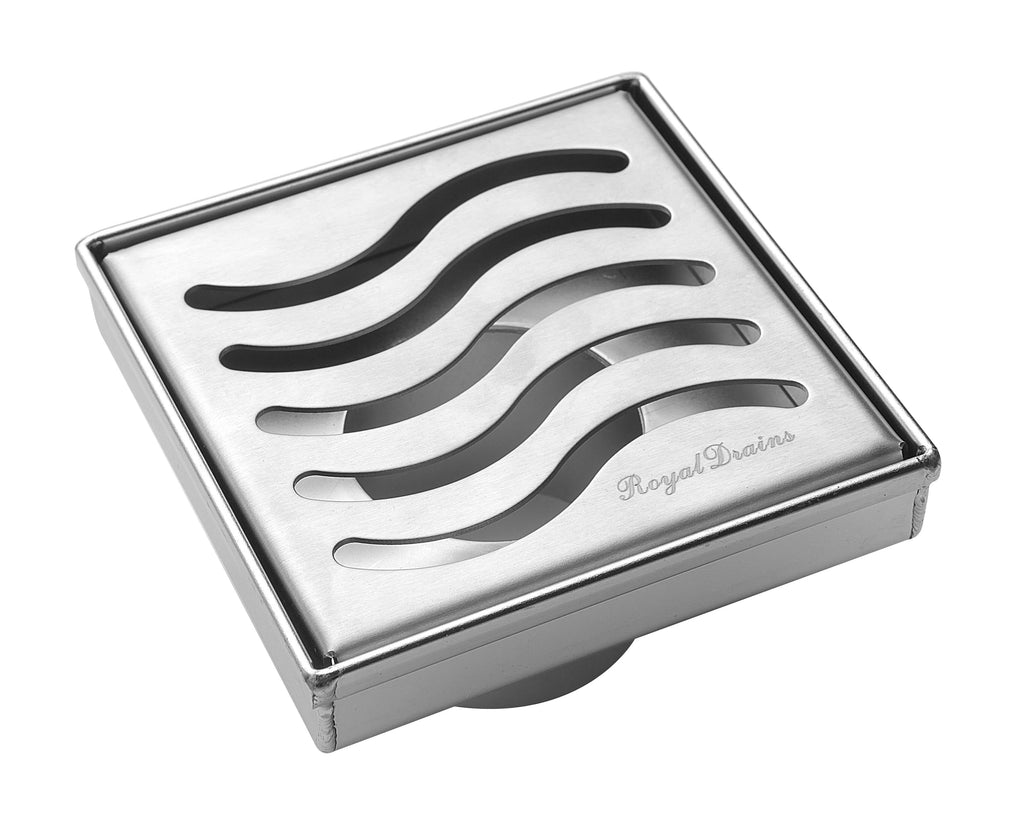 Square Shower Drain 304 Stainless Steel 4 Inch Grate with Hair Catcher M191919
