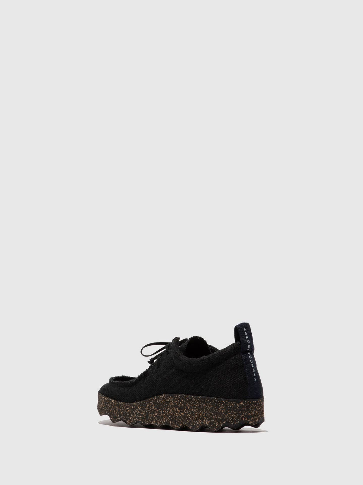Black Recycled Linen Lace-Up Trainers B10613