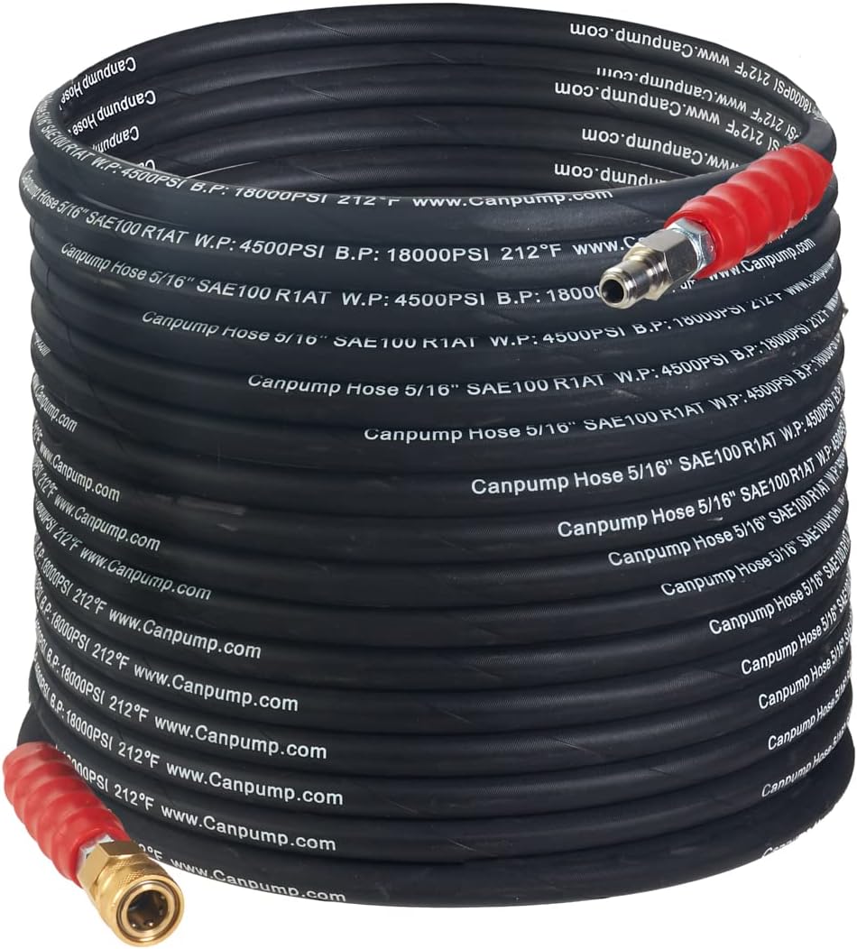 4000 PSI Black Wire Braided Rubber Pressure Washer Hose with Quick Connect Ends D2170