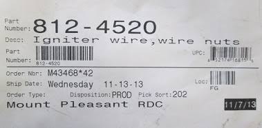 Ignitor Wire with Wire Nuts N953118