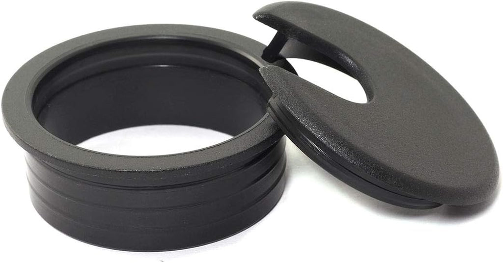 Black Plastic Desk Cable Grommets Pack of 2 S414