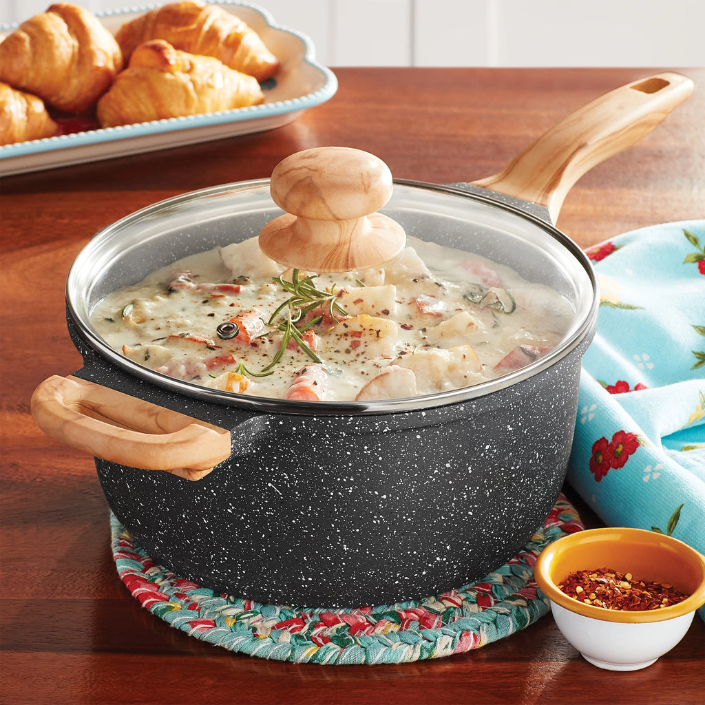 Charcoal Speckle Cast Aluminum 4 Quart Sauce Pan P338