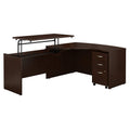 Mocha Left Hand Sit to Stand L Shaped Desk with Mobile File Cabinet D2354