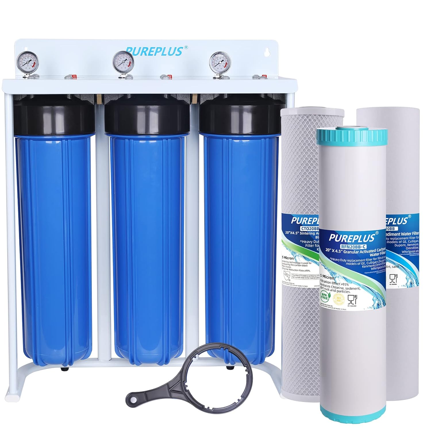 3 Stage 20 Home Water Filtration System with Pressure Gauges Z3896