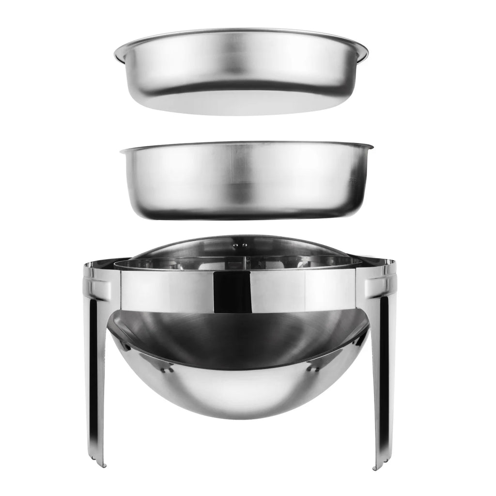 2 Packs Stainless Steel 6Qt Round Chafing Dish Buffet Warmer Set with Pans and Fuel Holders T7159