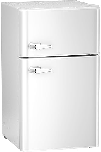 Mini Refrigerator 3.2Cu.Ft Compact Fridge Double Doors Freezer Grey T87580