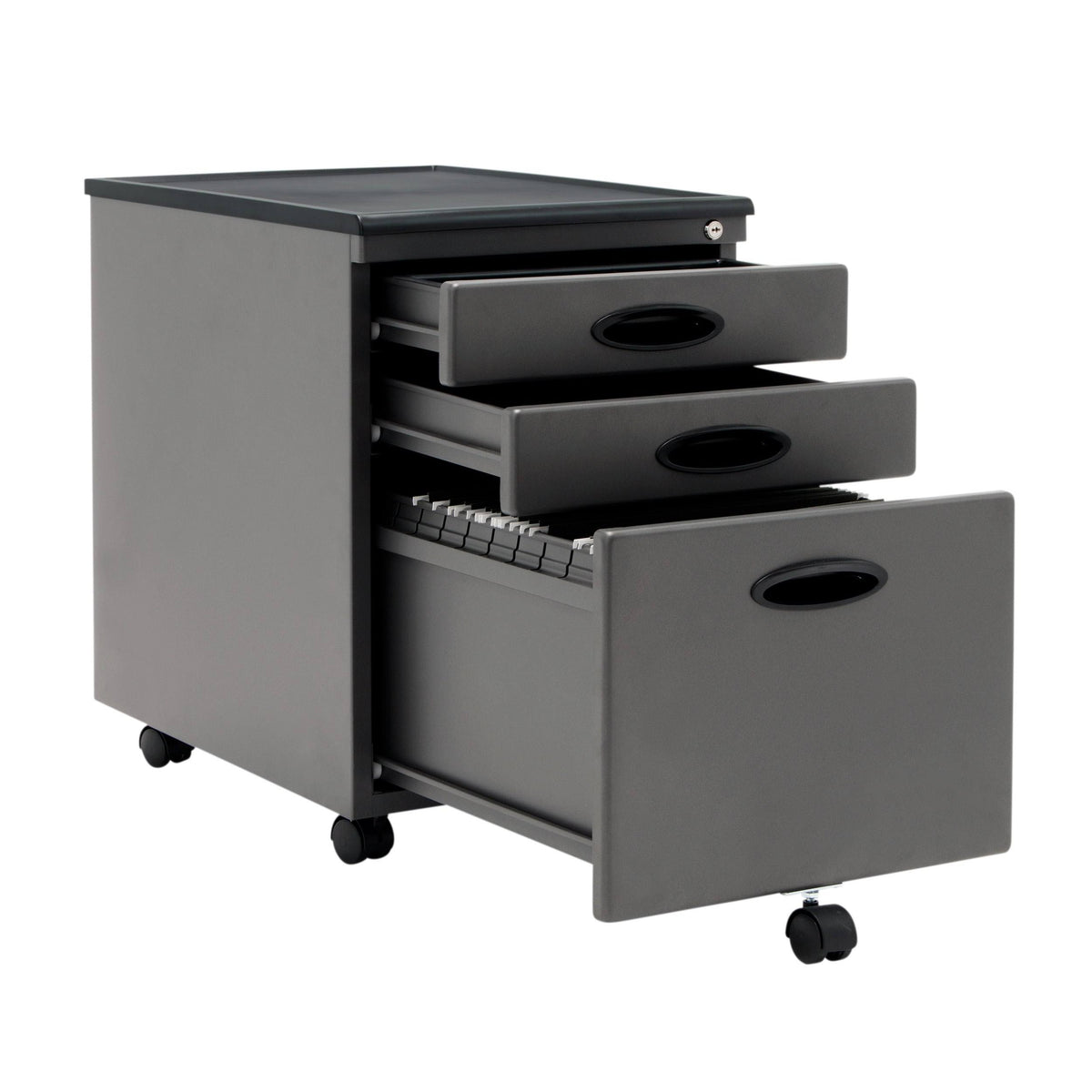 3 Drawer Metal Mobile File Cabinet in Silver Y6617