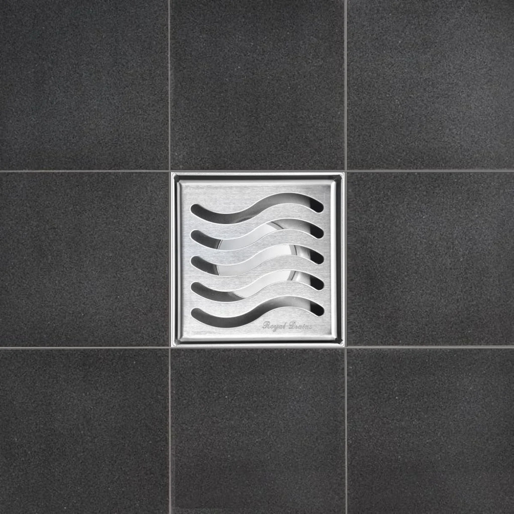 Square Shower Drain 304 Stainless Steel 4 Inch Grate with Hair Catcher M191919