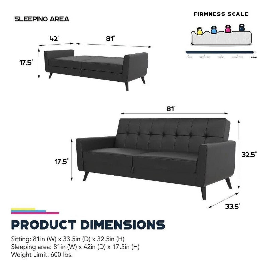 Olive Green Linen Sofa Futon with Storage T497365