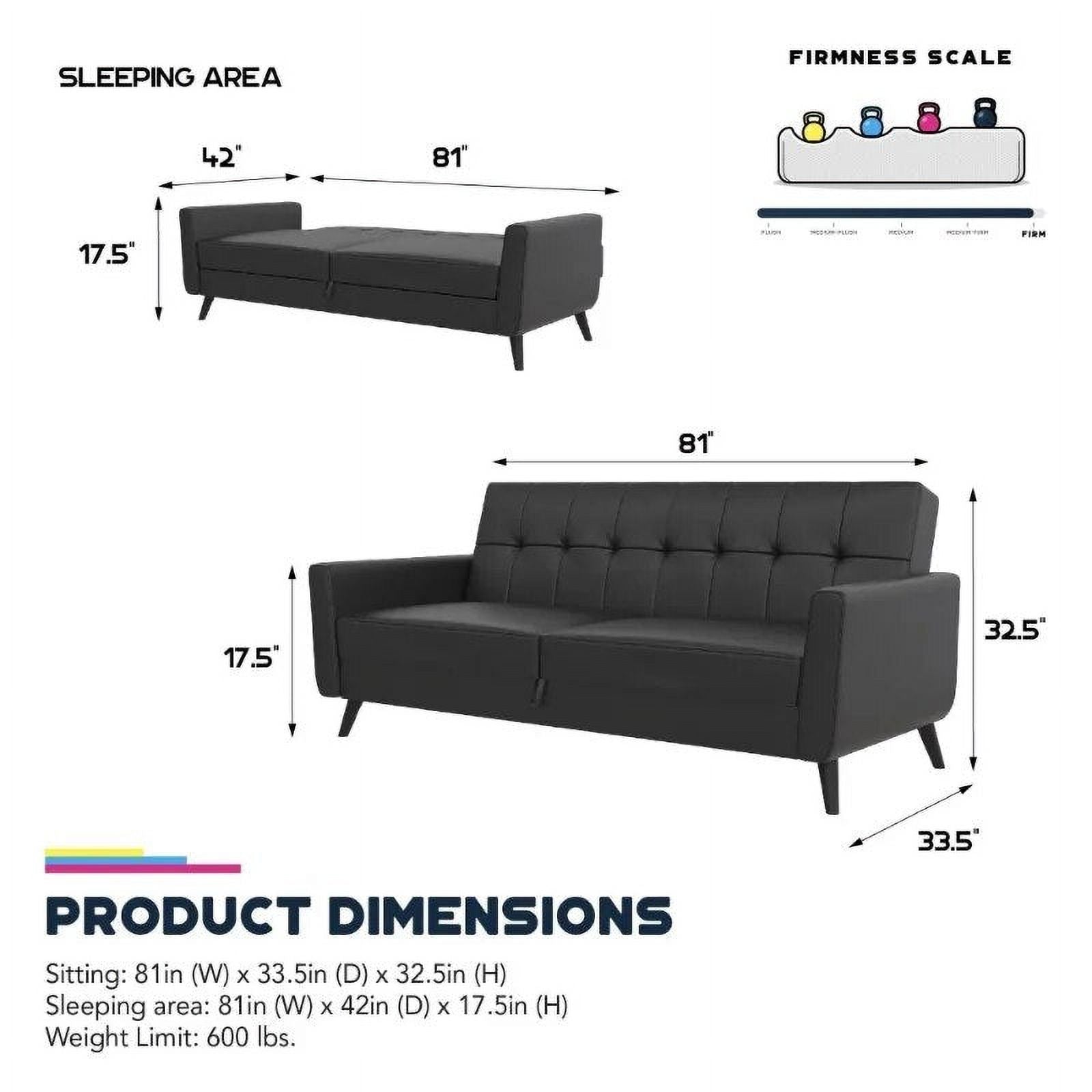Olive Green Linen Sofa Futon with Storage T497365
