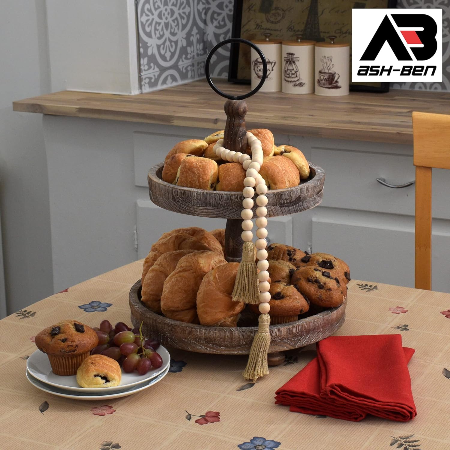 Two Tiered Tray with 10 Small & 12.5 Large Plates D649
