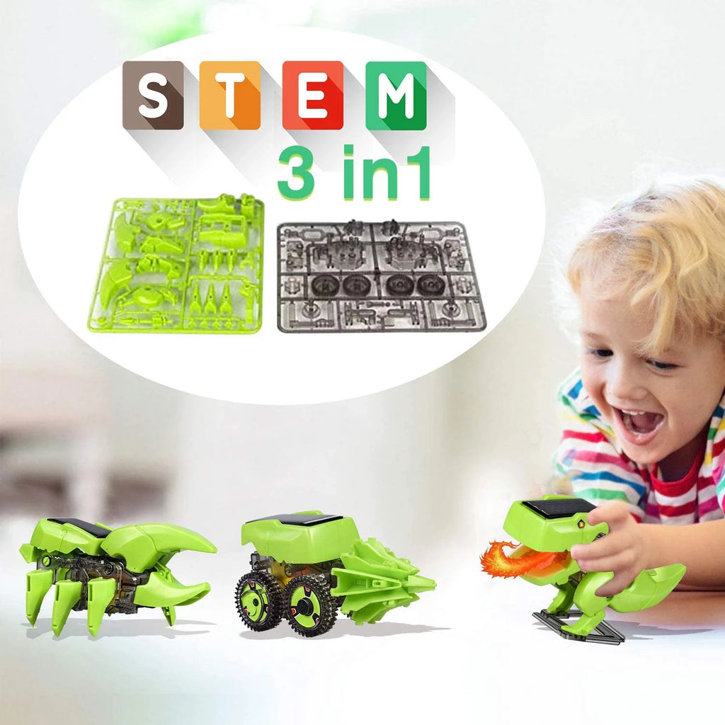 STEM Robots Building Educational Toys Science Kit 3 in 1 Solar Dinosaur Desk Robot with Manual Instructions and Piler X55915