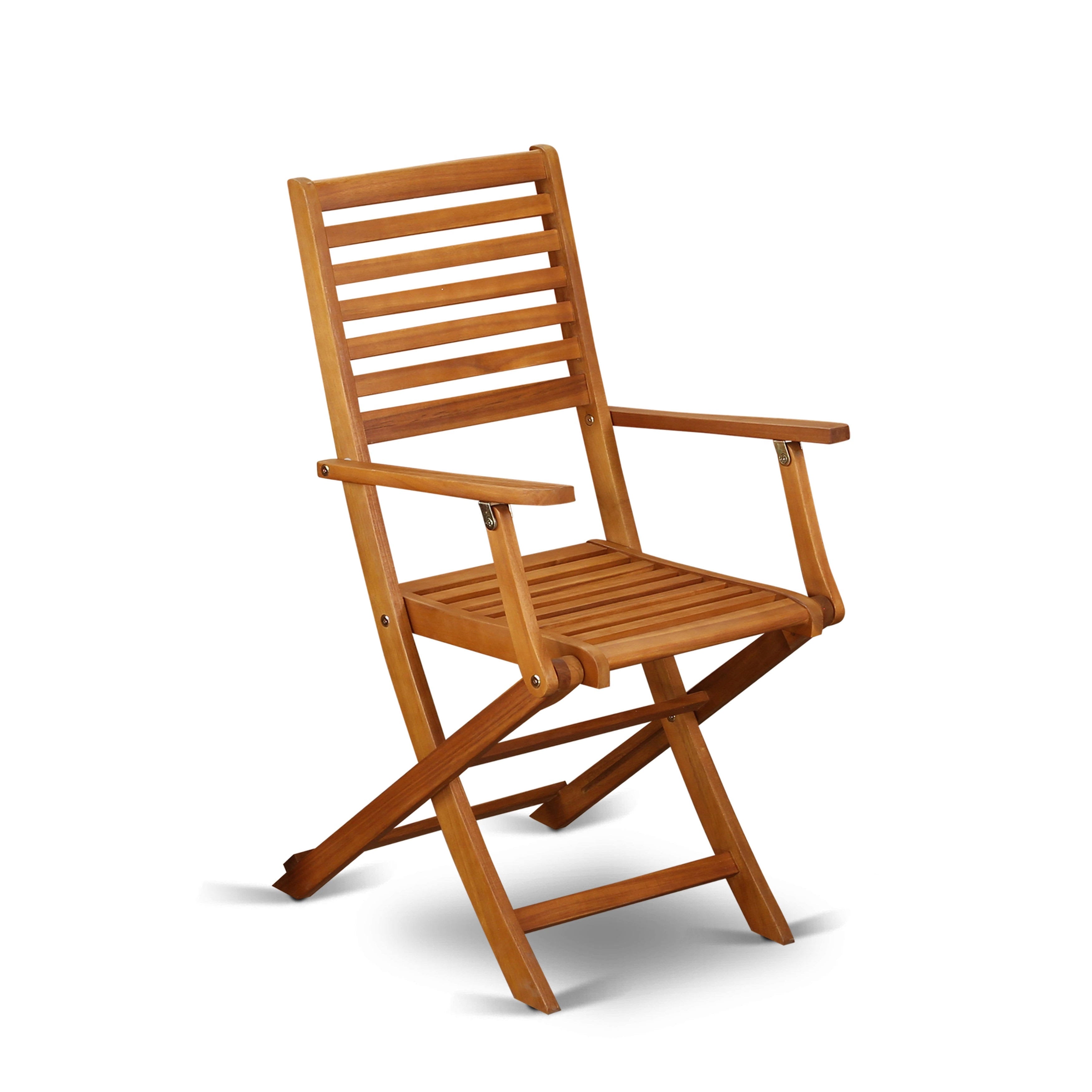 Set of Two Solid Acacia Wood Folding Chair with Arm Rest B736